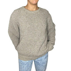 Banana Republic Cotton Cable Knit Vintage Grandpa Crewneck Sweater Beige Size L